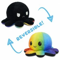 Tee Turtle Teeturtle Reversible Plush: Octopus - Black/Rainbow TeeTurtle Reversible Plushies