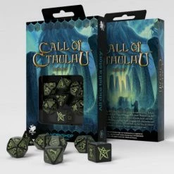 Aetherworks Q Workshop: Call Of Cthulhu Dice Black & Glow-in-the-Dark Dice Set 7 Isolation Boredom Busters - Puzzles And Games