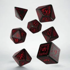 Q Workshop: Elvish Black & Red Dice Set 7 Isolation Boredom Busters - Puzzles And Games