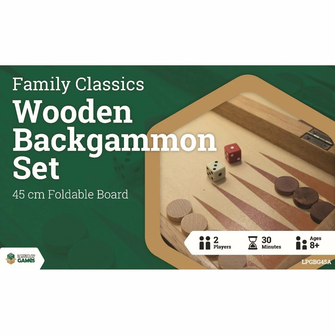 Lets Play Games Let's Play Games Family Classics: Wooden Folding Backgammon Case 45cm