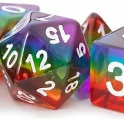 Metallic Dice Games MDG Polyhedral Resin Dice Set - Translucent Rainbow Isolation Boredom Busters - Puzzles And Games