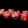 Metallic Dice Games MDG Polyhedral Acrylic Dice Set - Red & Black W/Gold Numbers Isolation Boredom Busters - Puzzles And Games