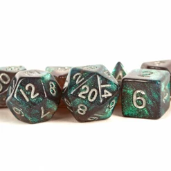 All Interactive Distrbution Isolation Boredom Busters - Puzzles And Games MDG Polyhedral Acrylic Dice Set - Stardust Gray W/Silver Numbers