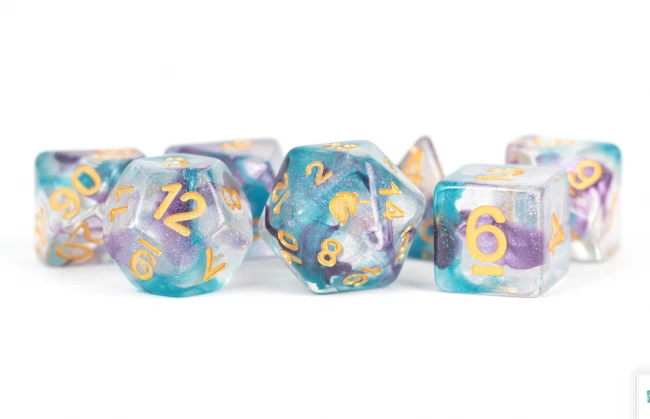 All Interactive Distrbution MDG Resin Polyhedral Dice Set - Unicorn Fancy Fae